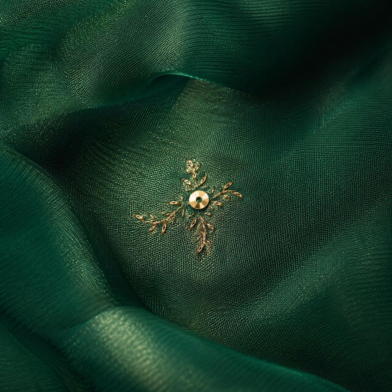 Macro detail of silk chiffon fabric showing the fluid sheer weave and high-twist yarn texture